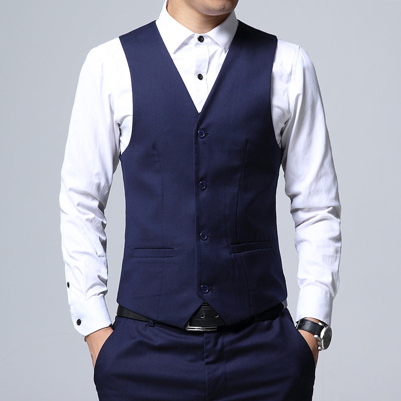 Stand Collar Slim Fit Three-Piece Suit