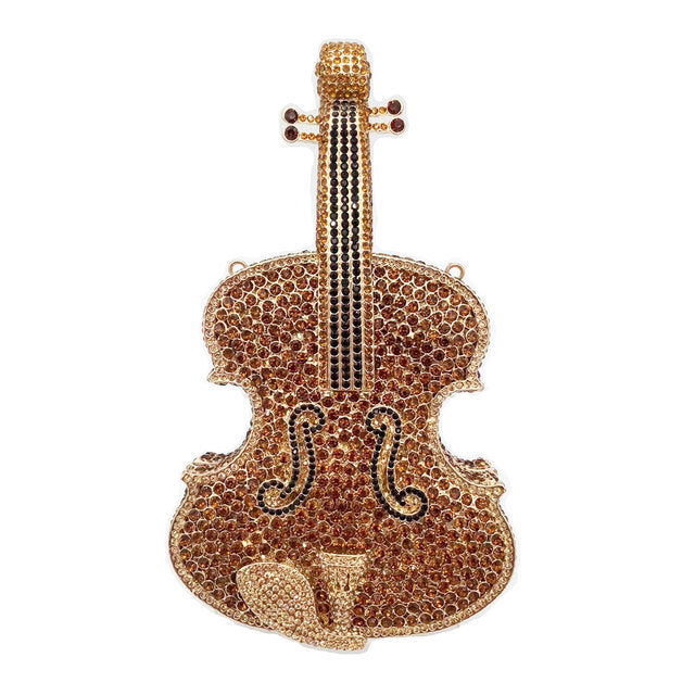 Violin Crystal Evening Party Clutch