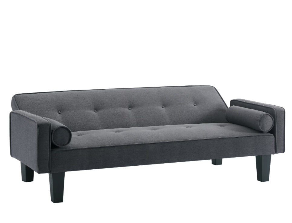 Tufted Fabric Convertible Sofa with Pillows
