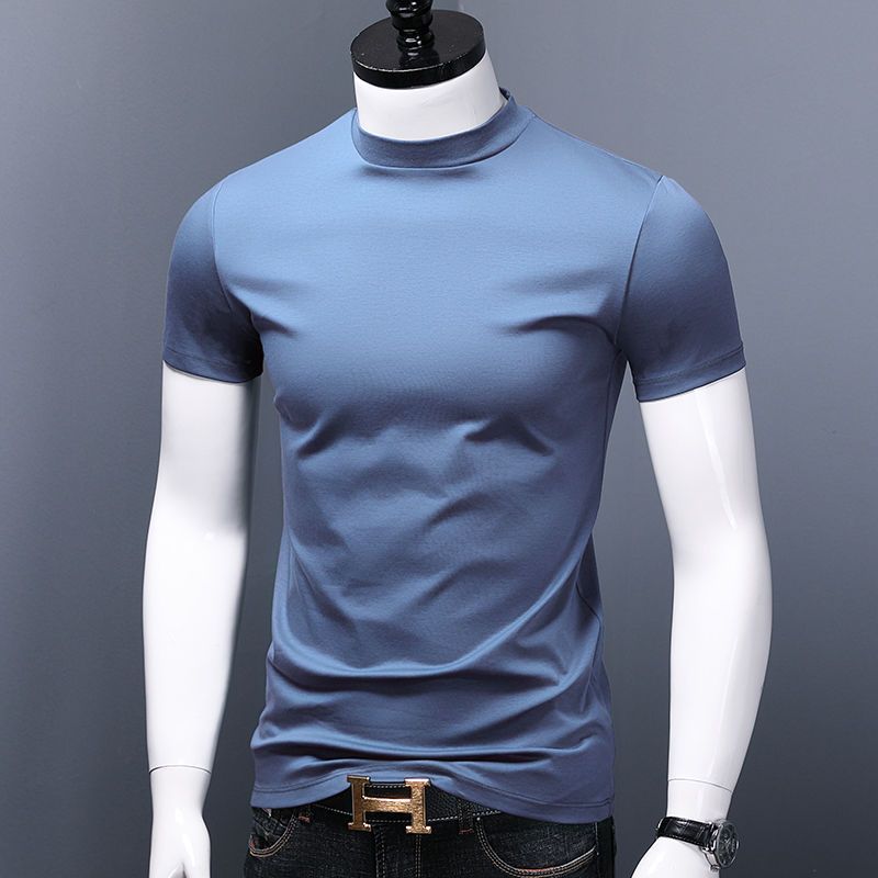 Slim-fit Mercerized Half-high Collar Tee