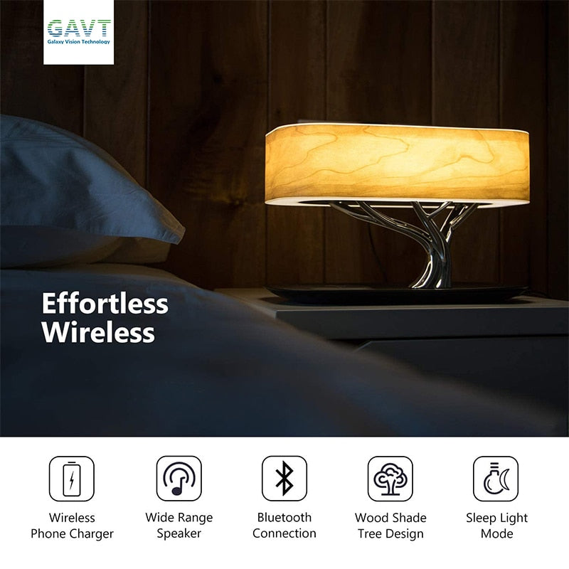 LED Table Lamp - Dimmable Bluetooth Speaker Wireless Phone Charger