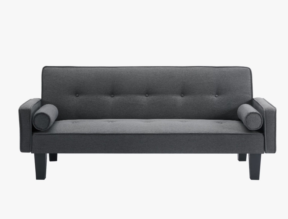 Tufted Fabric Convertible Sofa with Pillows