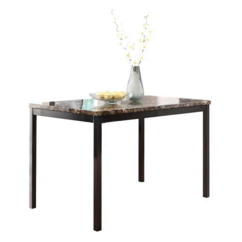 Metal Dining Table And Chair Set With Imitation Marble Top 5-piece Set - Black