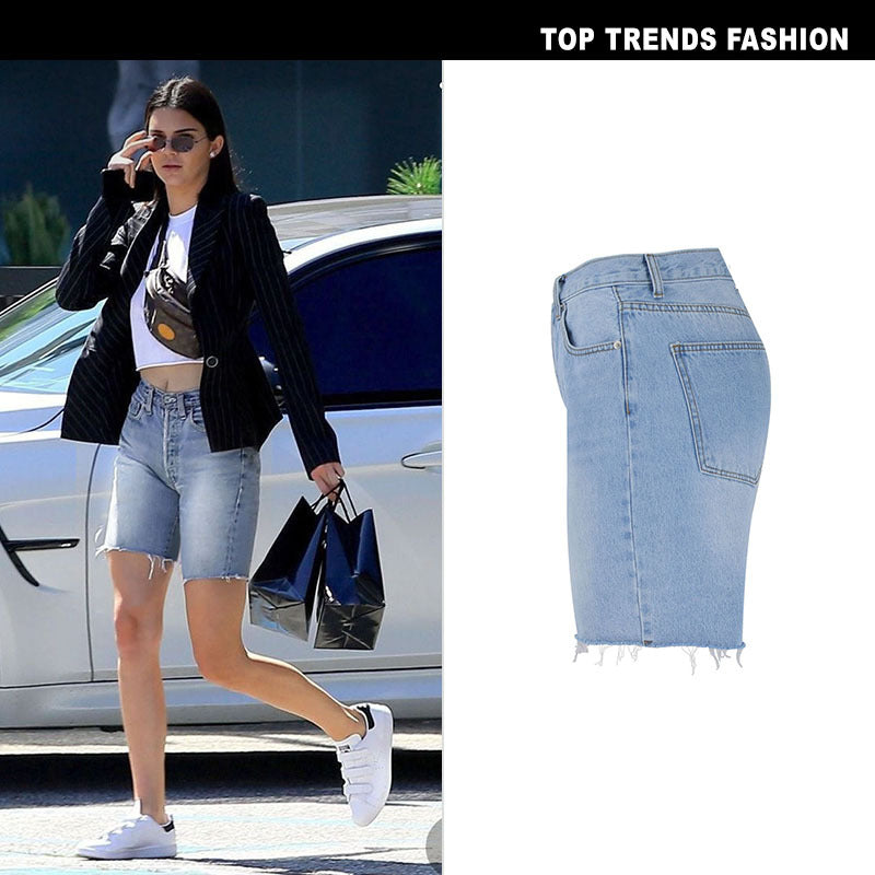 High Waist Denim Five Points No Stretch Jean Shorts