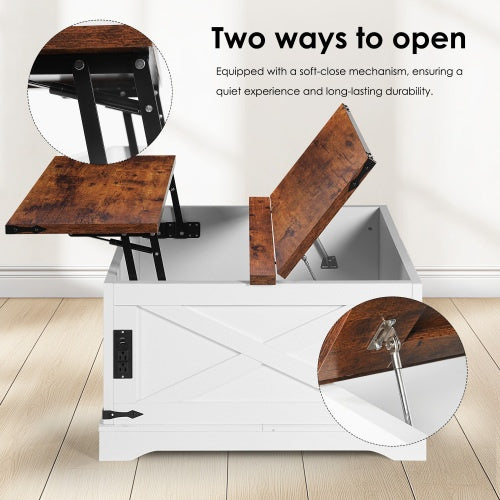 Multi-functional Lifting Dining Coffee Table - Vintage White