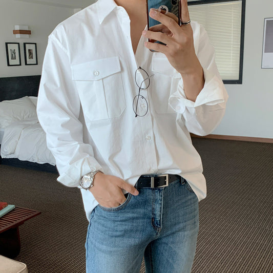 Pocketed Long Sleeve Button Down