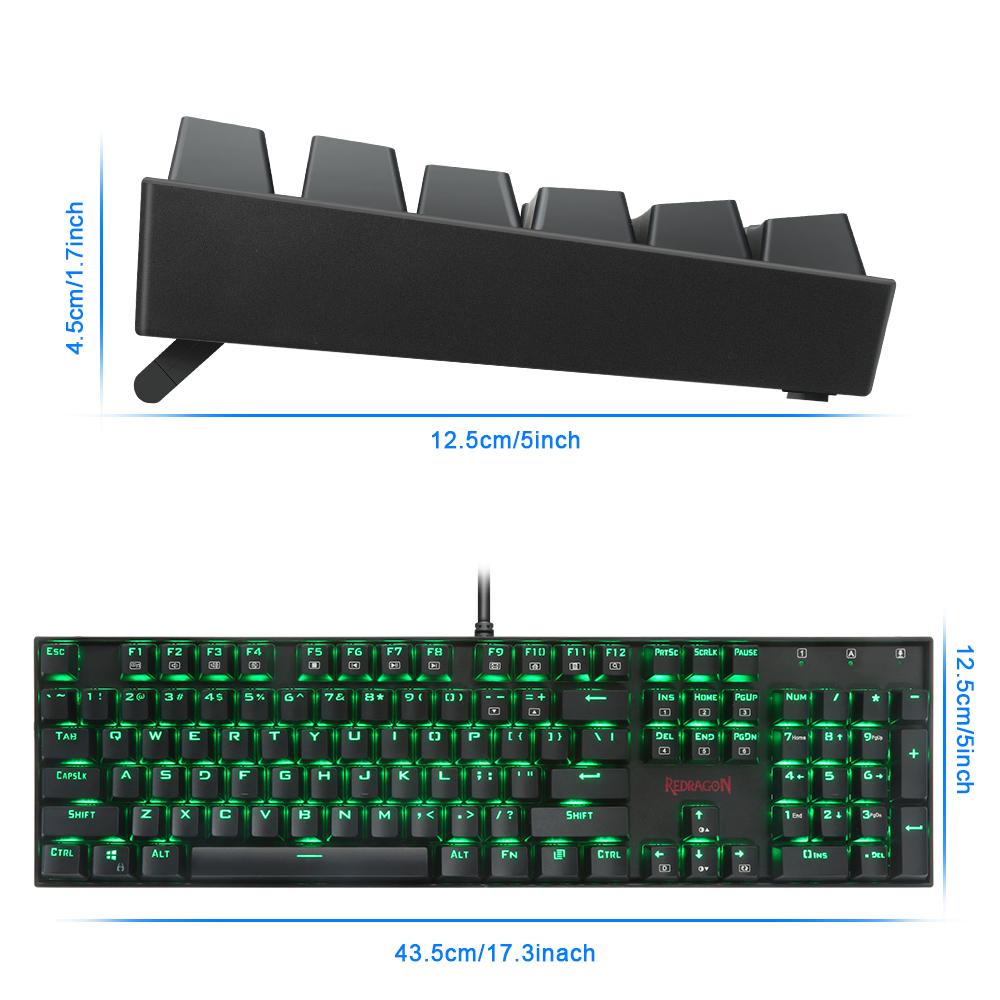 Redragon USB Mechanical Ergonomic RGB LED Gaming Wired Keyboard