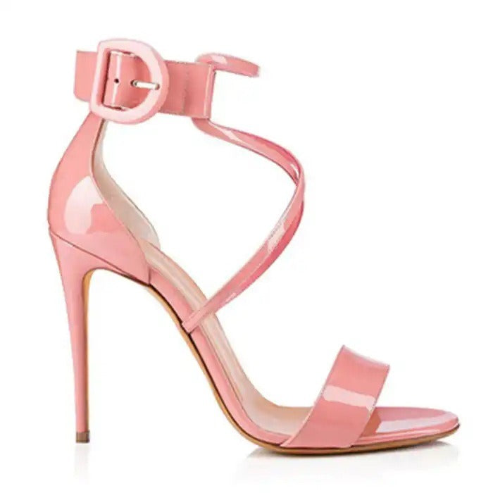 Patent Leather Ankle Strap High Heels