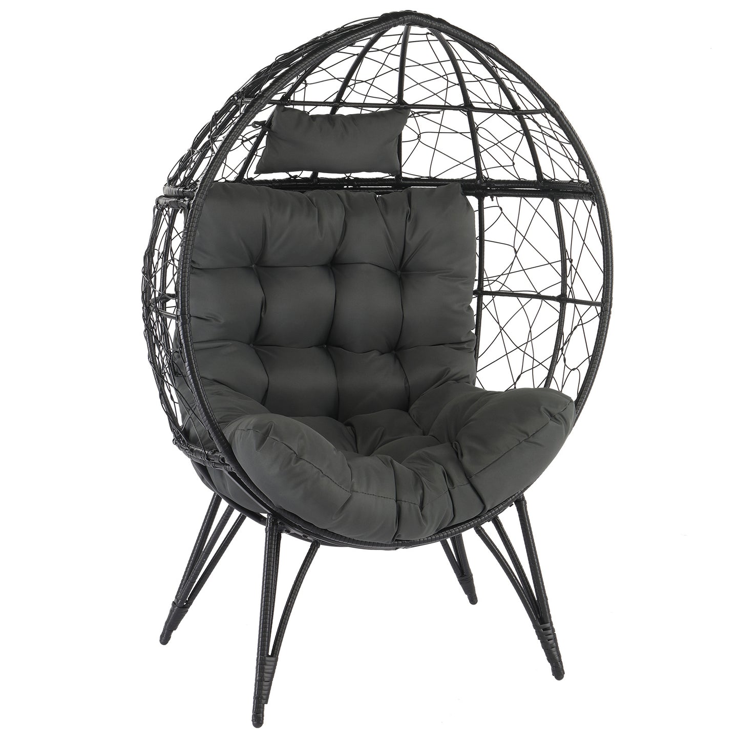 Black Rattan Wicker Egg Chair