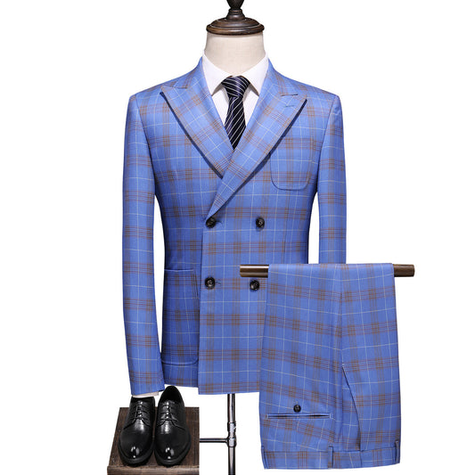 Plaid Double-breasted Three-Piece Suit