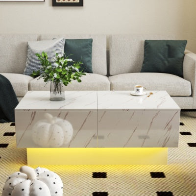 Extendable Coffee Table With Sliding Tabletop andHidden Storage Compartment