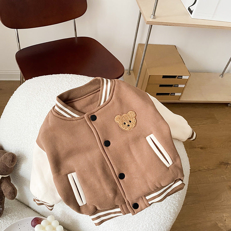 Infant And Toddler Cute Bear Patchwork Jacket