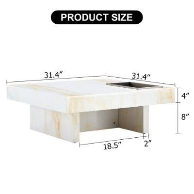 Coffee Table With Imitation Marble Patterns - Made Of MDF Material