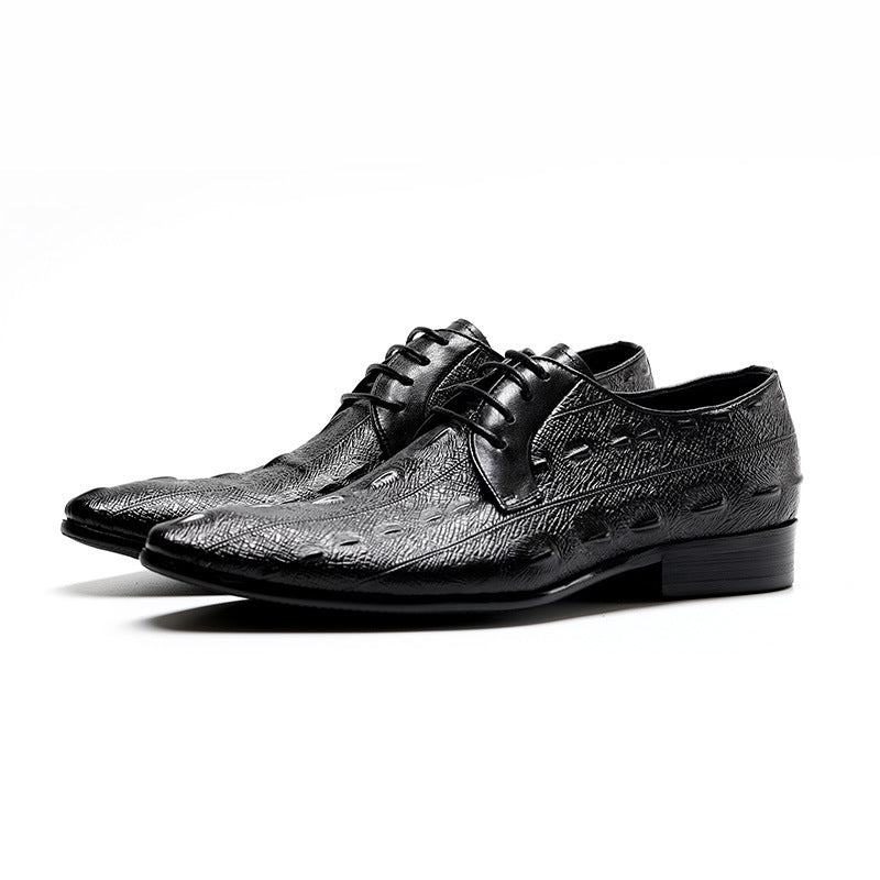 Genuine Leather Alligator Print Lace Up Dress Shoes