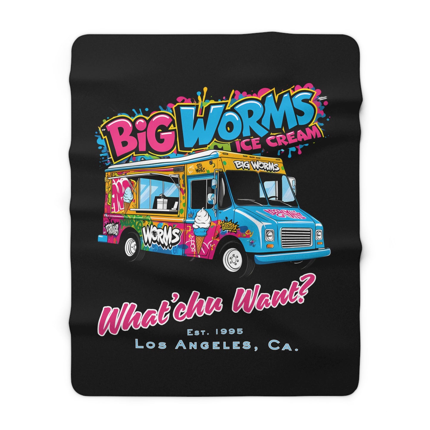 CAVIAR "Big Worms Ice Cream" Sherpa Fleece Blanket
