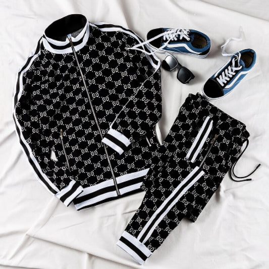 Plaid Print Two Piece Jogging Suit