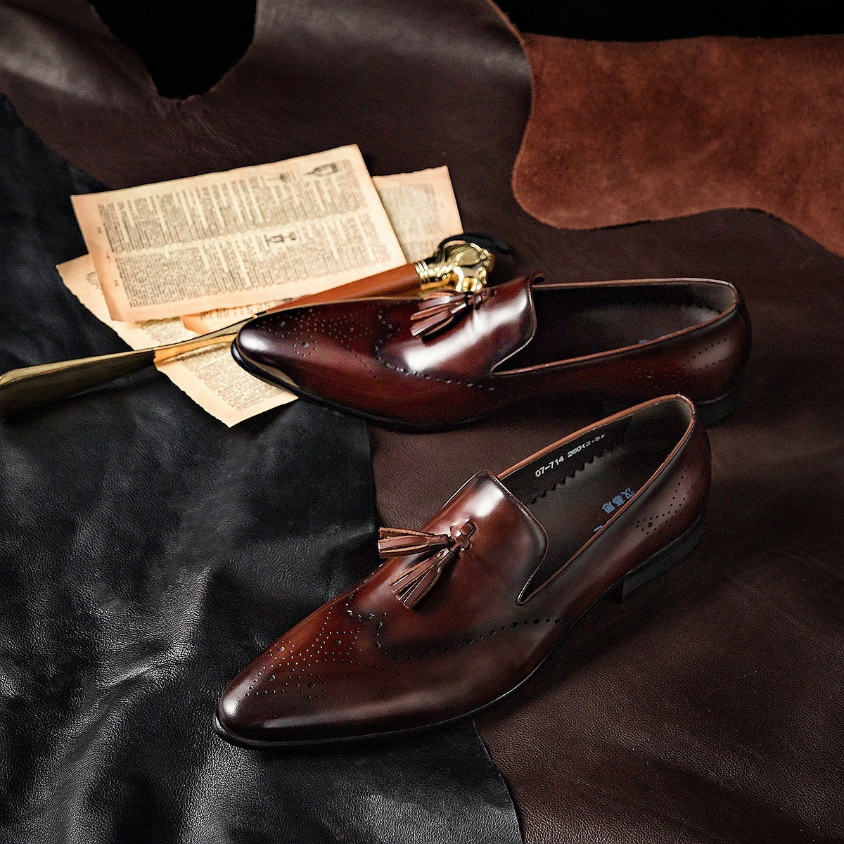 Leather Carved Tassel Leather Dress Shoes