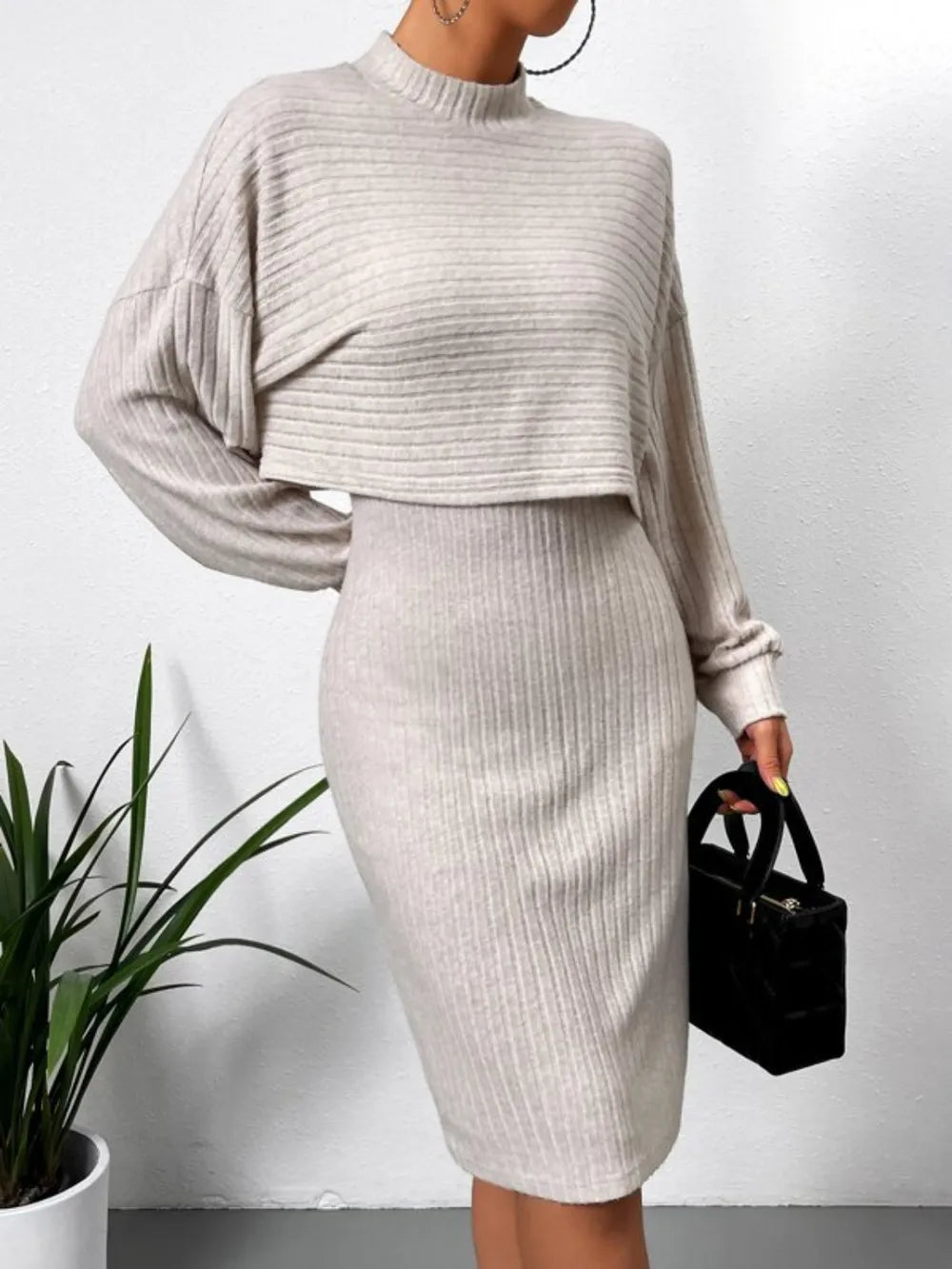 Long Sleeve Top and Wide Strap Dress