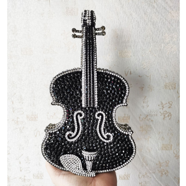 Violin Crystal Evening Party Clutch