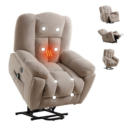 Power Lift Recliner Chair Recliners with Heat And Massage, Infinite Position, Side Pocket and USB Charge Port