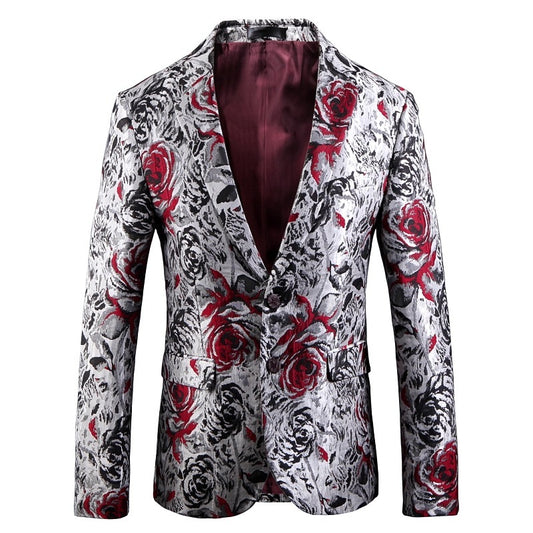 Textured Rose Print Blazer