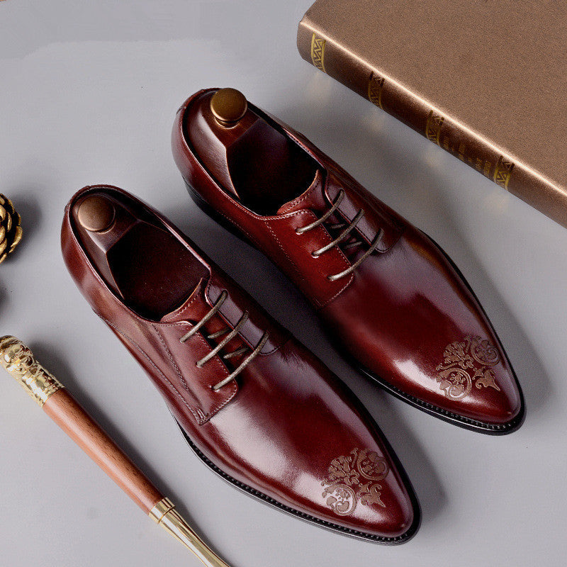 Genuine Leather Carved Lace Up Dress Shoes