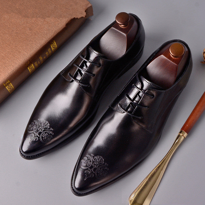 Genuine Leather Carved Lace Up Dress Shoes