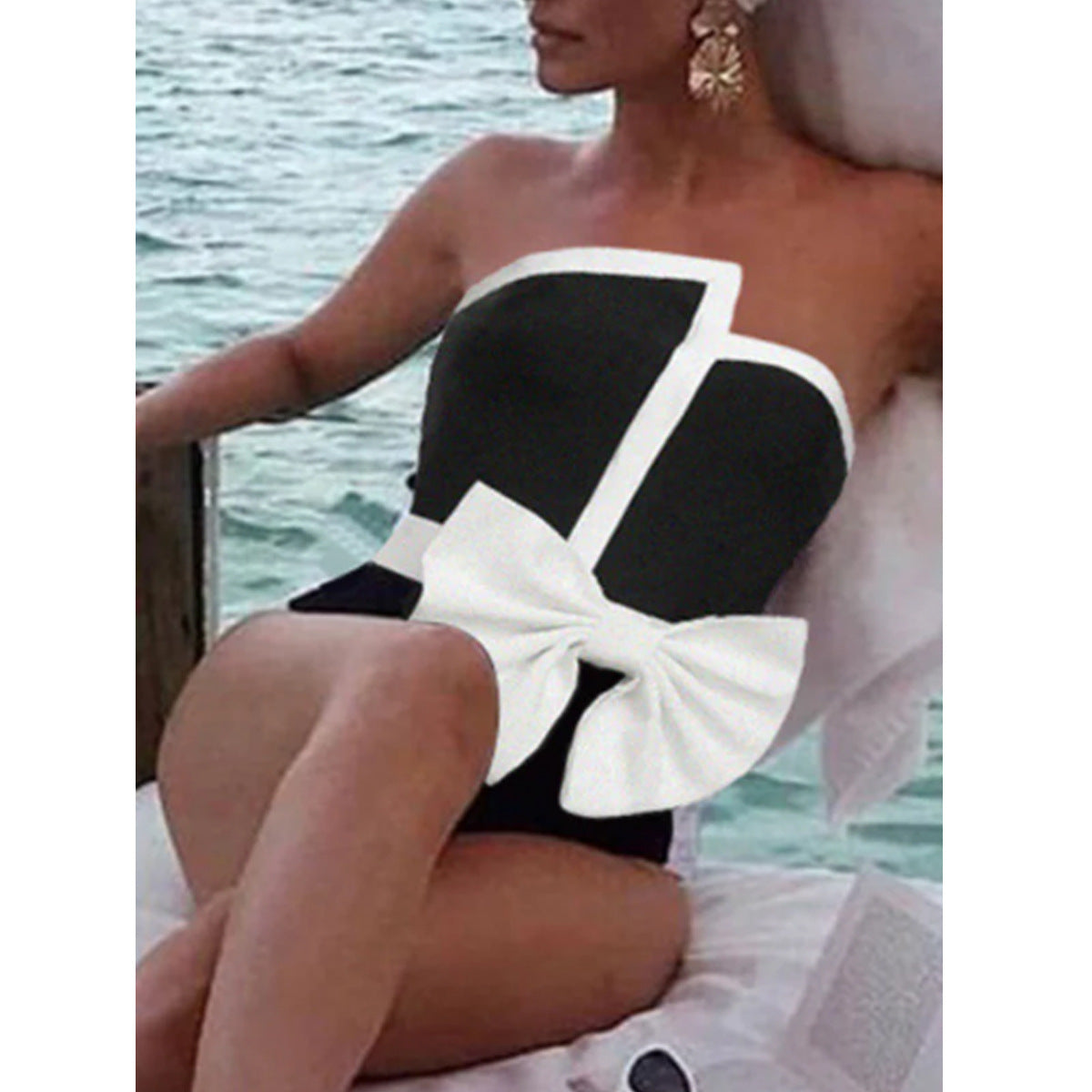 Large Bow One Piece Bathing Suit Set
