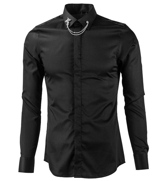 Cloth Element Silver Metal Cross Button Down