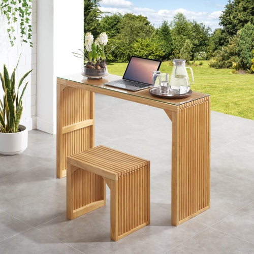 Pine Dining Bench And Table - Tempered Glass Included