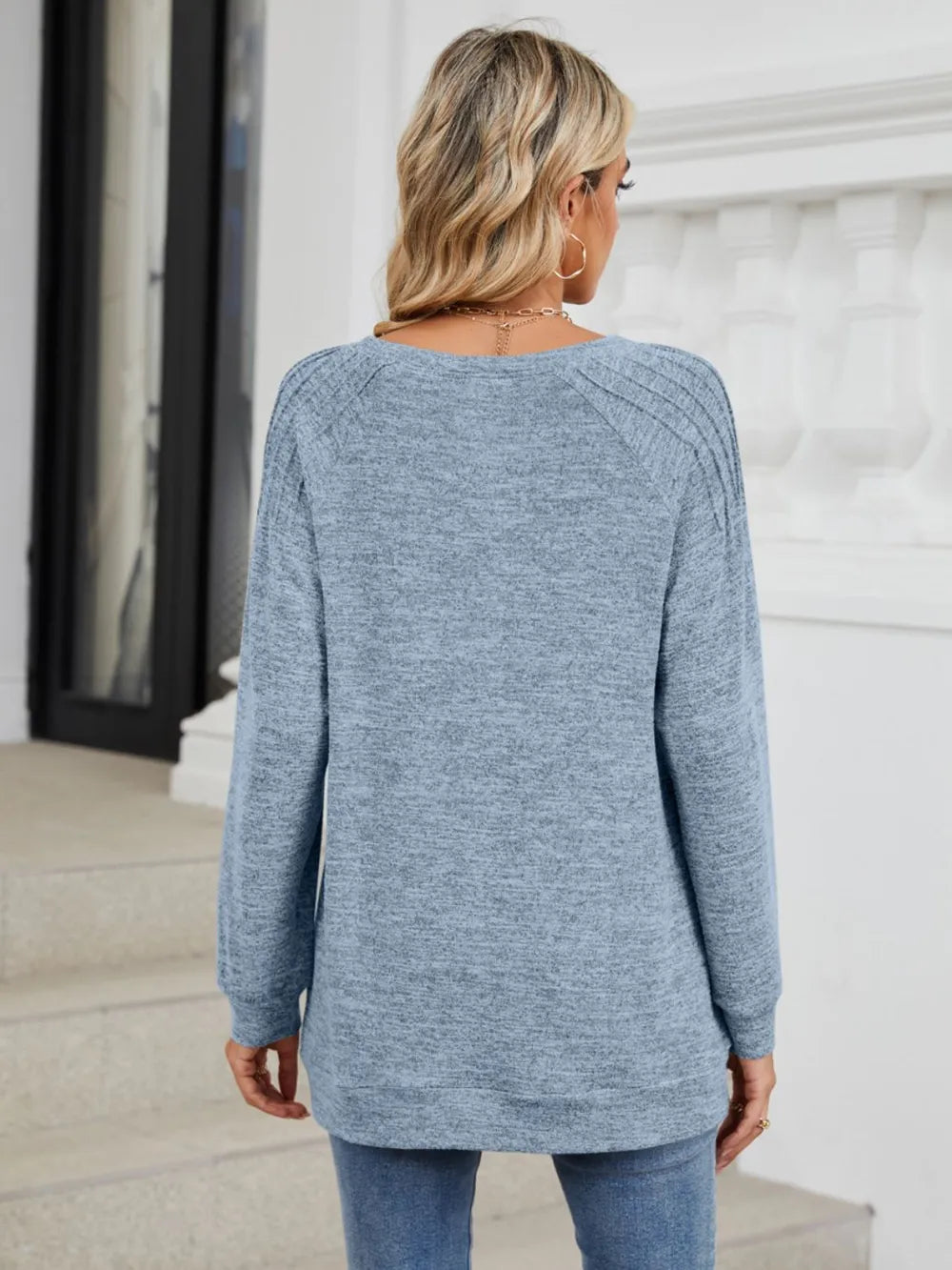 Round Neck Loose Drawstring Sweater