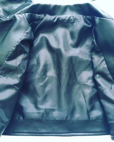 PU Lapel Leather Coat