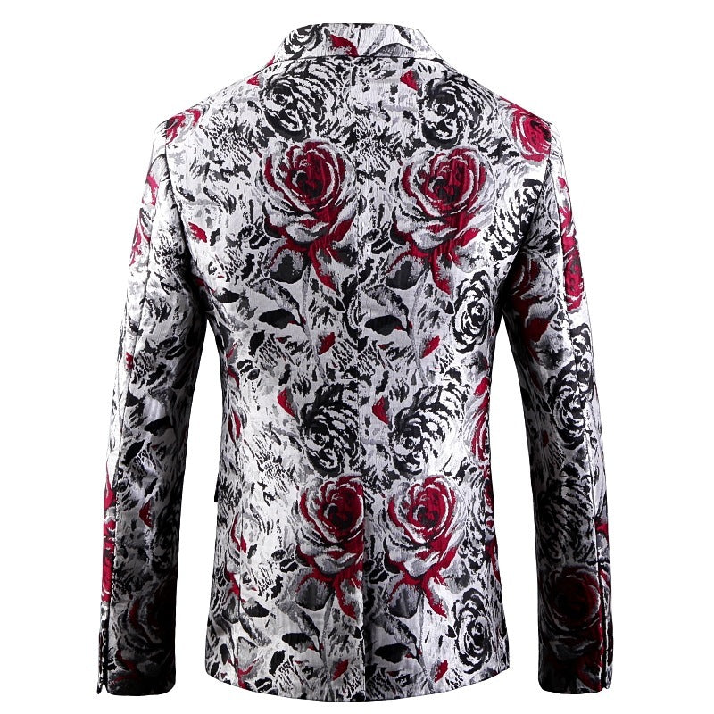 Textured Rose Print Blazer