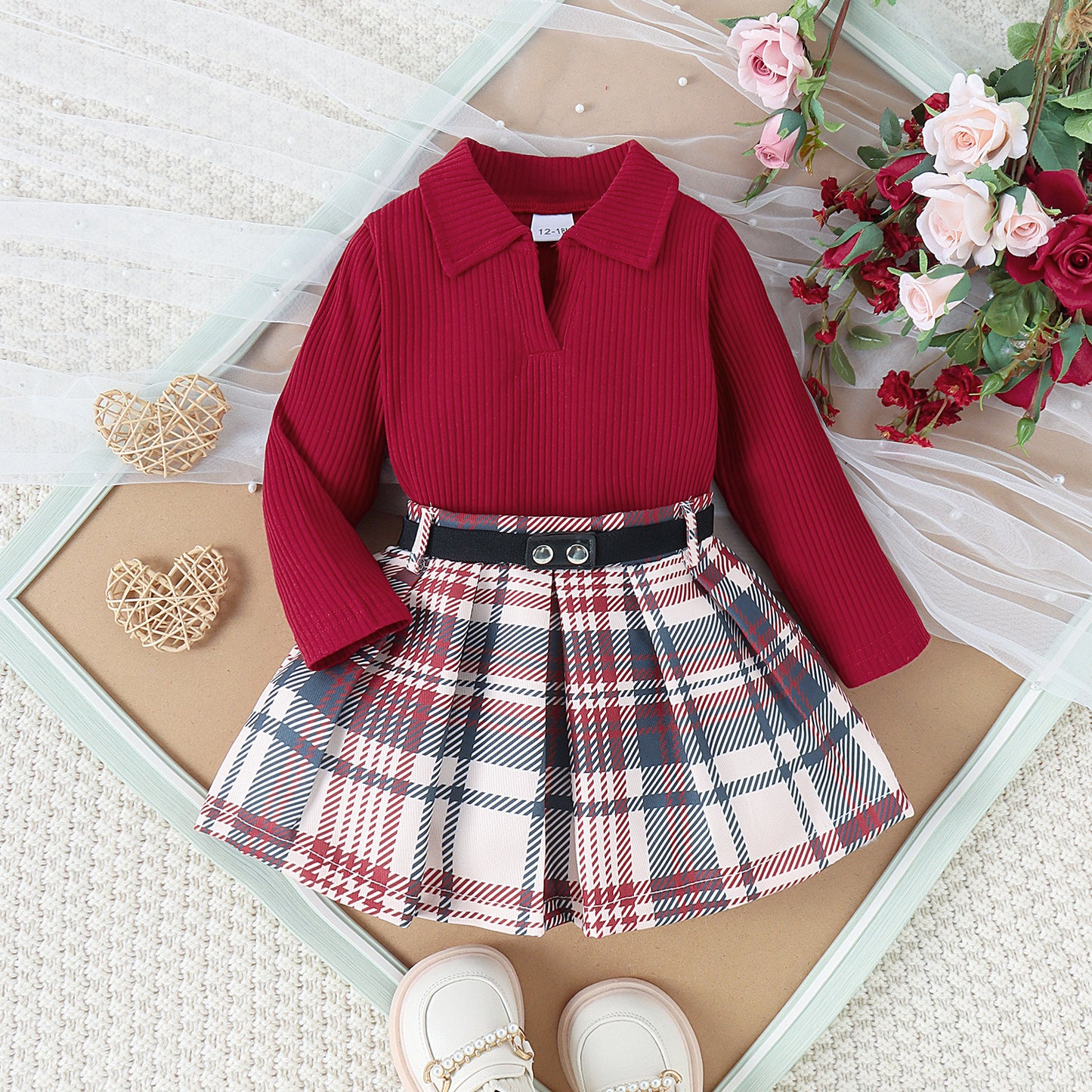 Long Sleeve Pleated Skirt Set