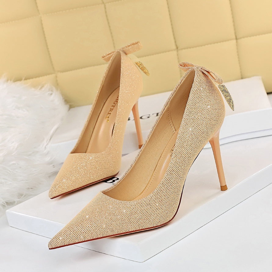Ankle Bow Rhinestone High Heel Stilettos