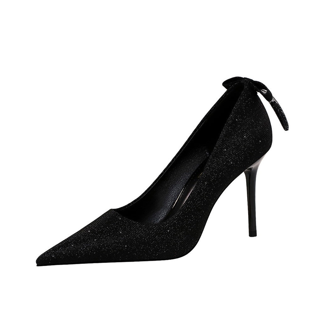 Ankle Bow Rhinestone High Heel Stilettos