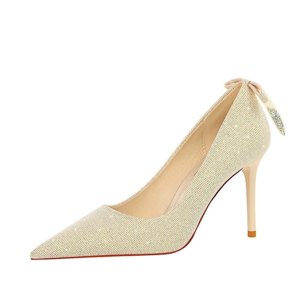 Ankle Bow Rhinestone High Heel Stilettos