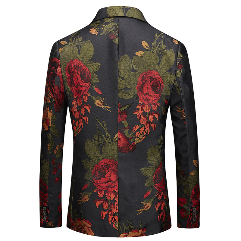 Rose Embroidery Slim Blazer