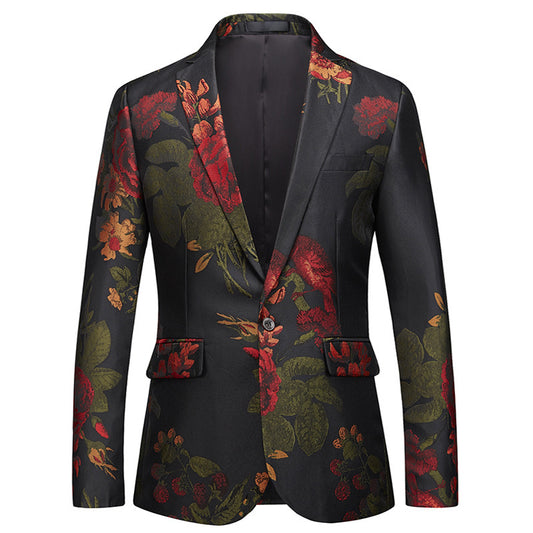Rose Embroidery Slim Blazer