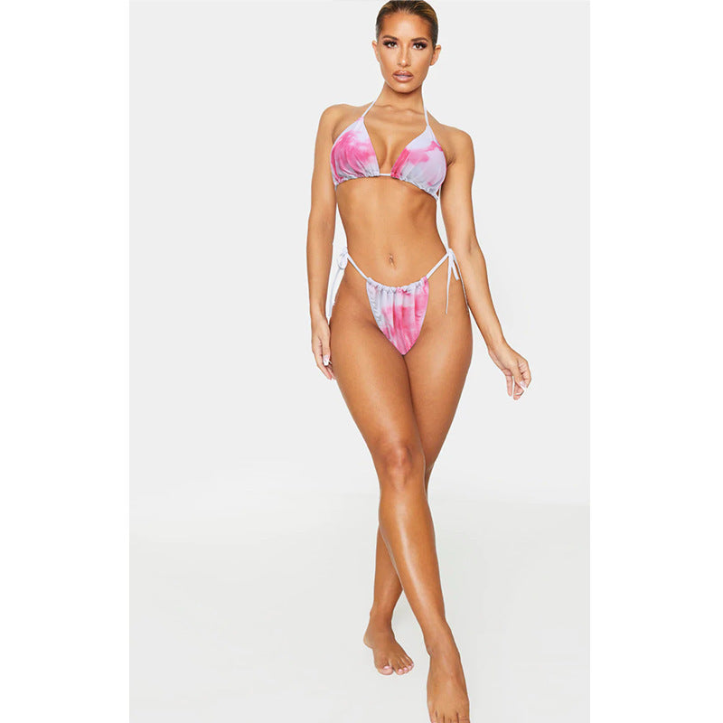 Tie-Die Split Three-Piece Bikini