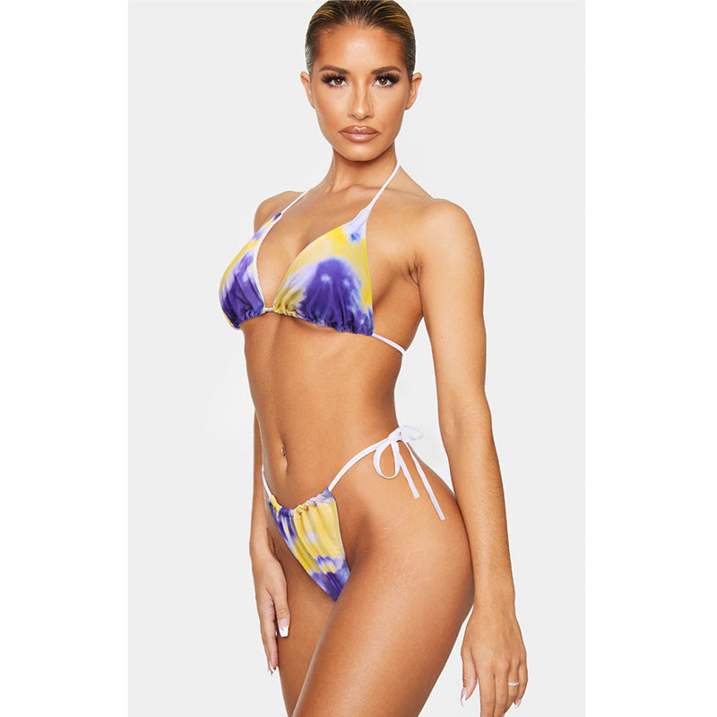 Tie-Die Split Three-Piece Bikini