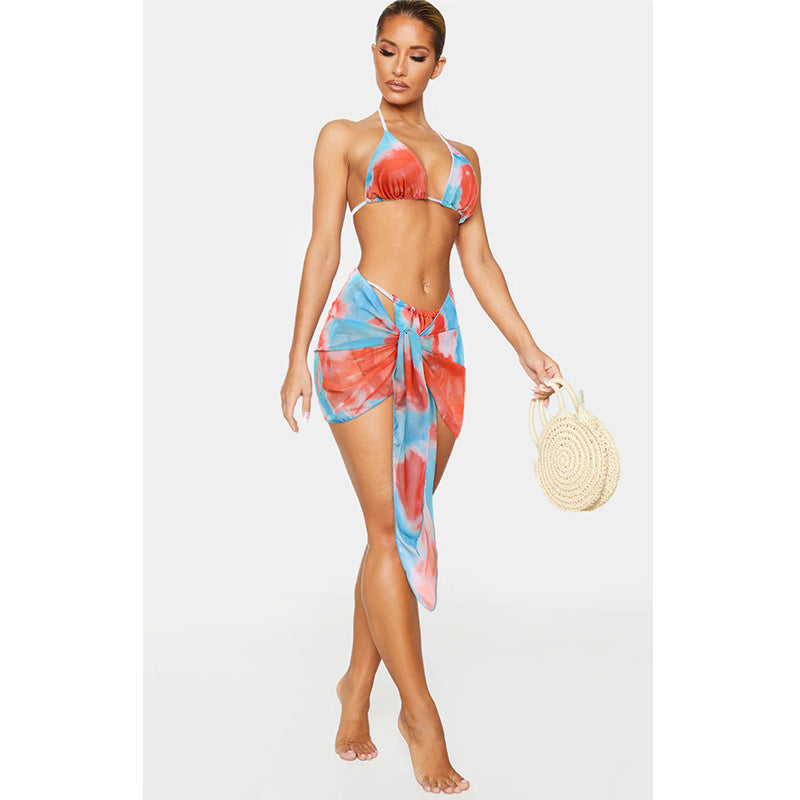Tie-Die Split Three-Piece Bikini
