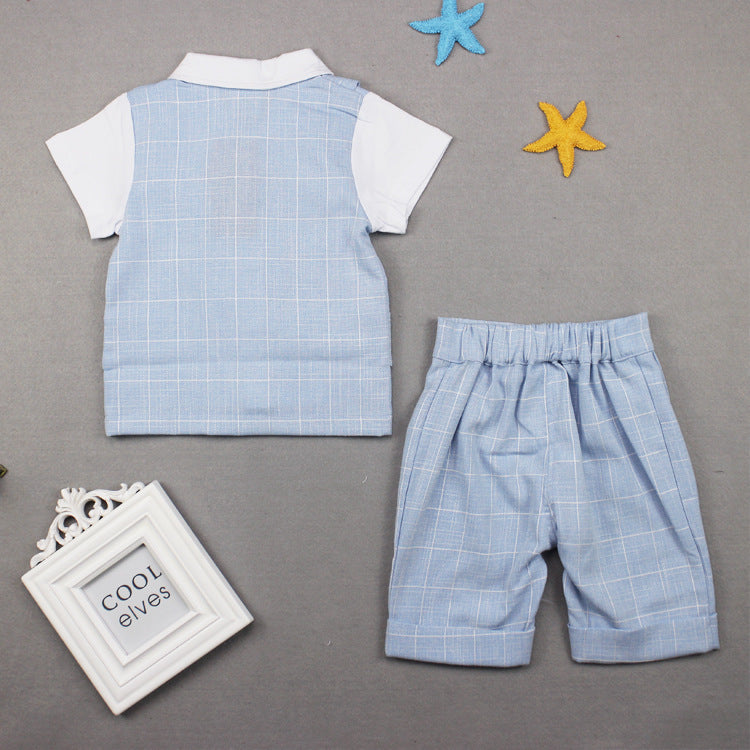 Plaid Two-piece Short-sleeved Suit