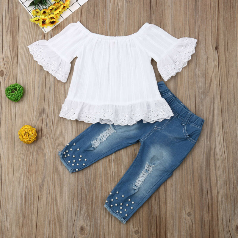Off Shoulder Flowing Top with Jeans Outfit
