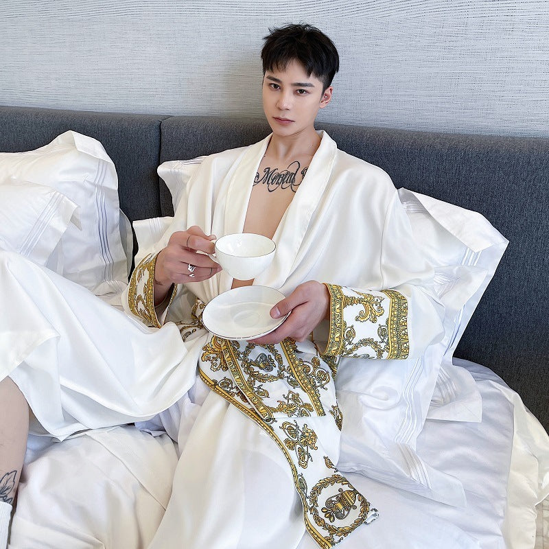 Light Black Gold Printing Trend Robe