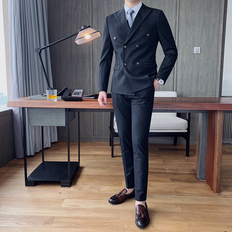 Double-Breasted Slim Fit Two-Piece Suit