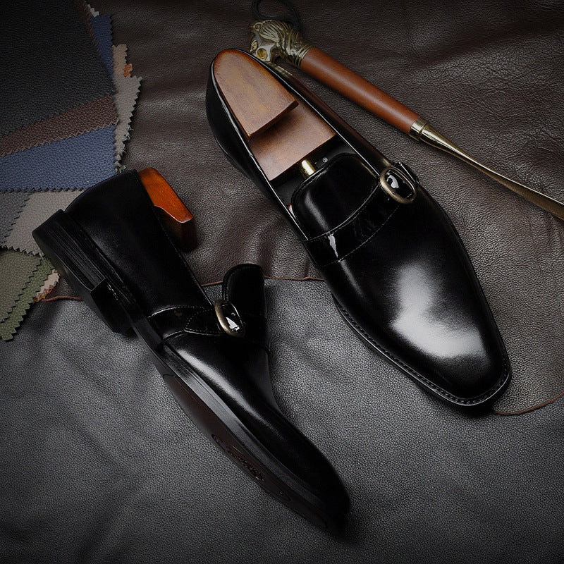 Single Buckle Leather Lefu Dress Shoes