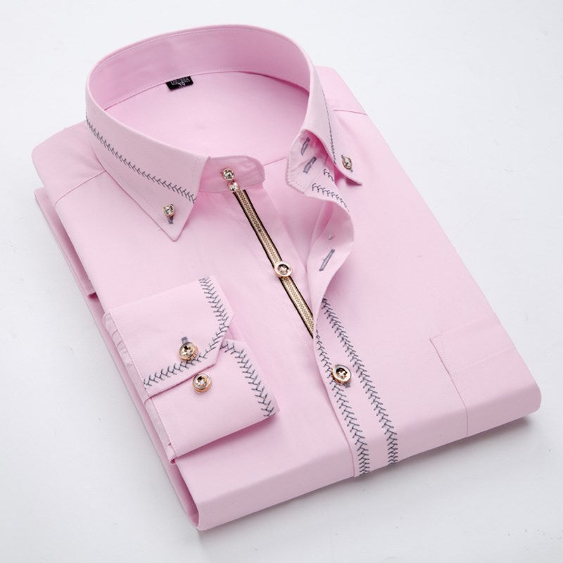 Embriodered Long Sleeve Button Down