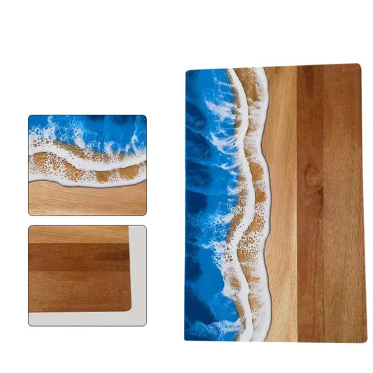Wood and Resin Cutting Board Ocean Epoxy Resin Serving Cheese Board