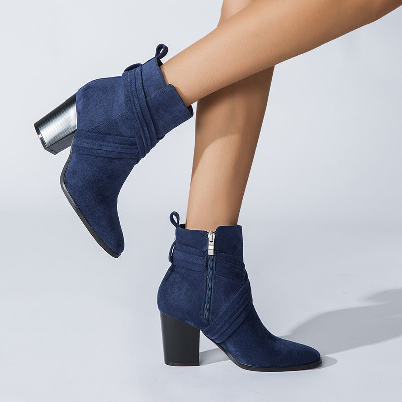 Square Heels Suede Martin Boots